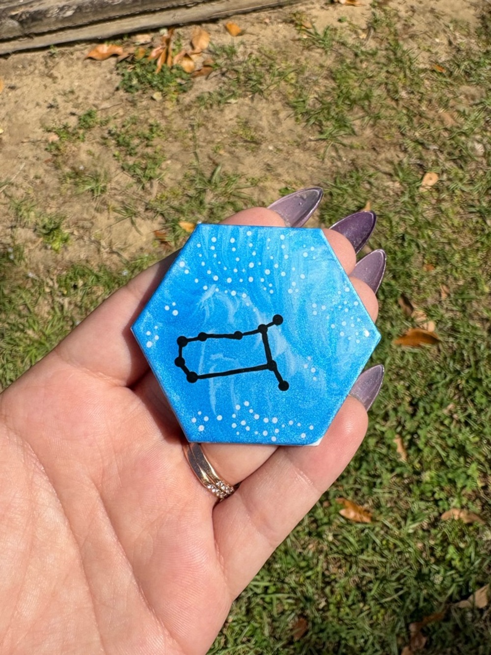 Gemini Blue Galaxy Constellation Decorative Hexagon Tile